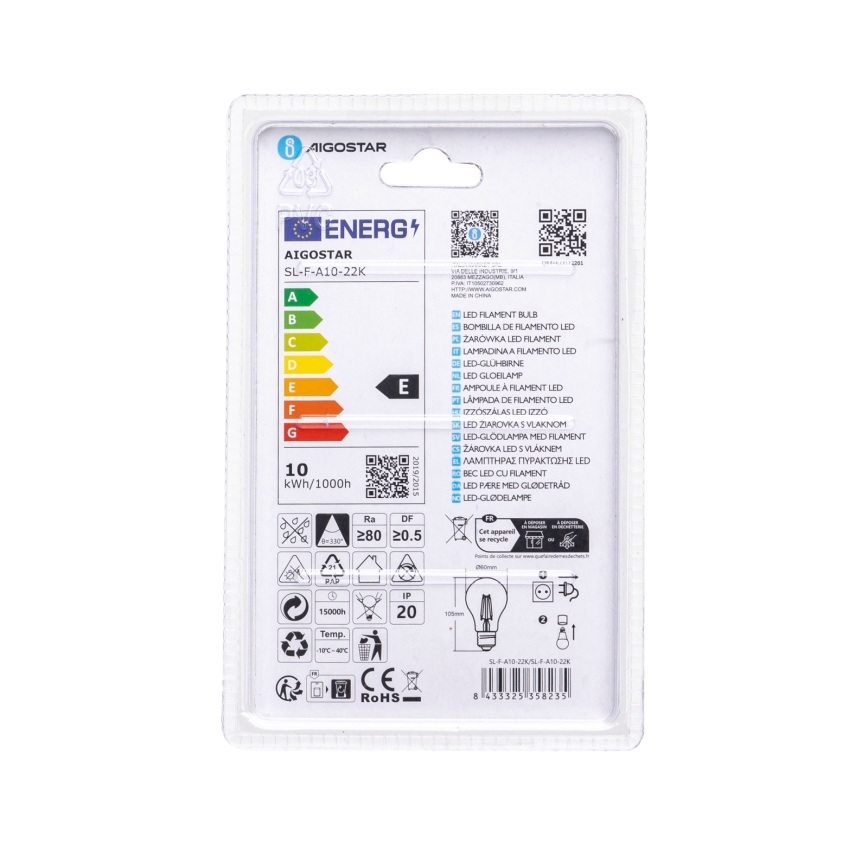 Żarówka LED VINTAGE A60 E27/10W/230V 2200K - Aigostar