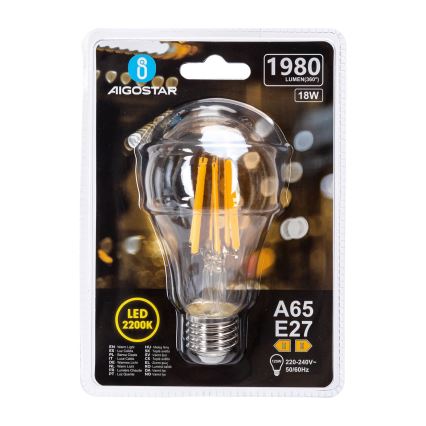 Żarówka LED VINTAGE A65 E27/18W/230V 2200K - Aigostar