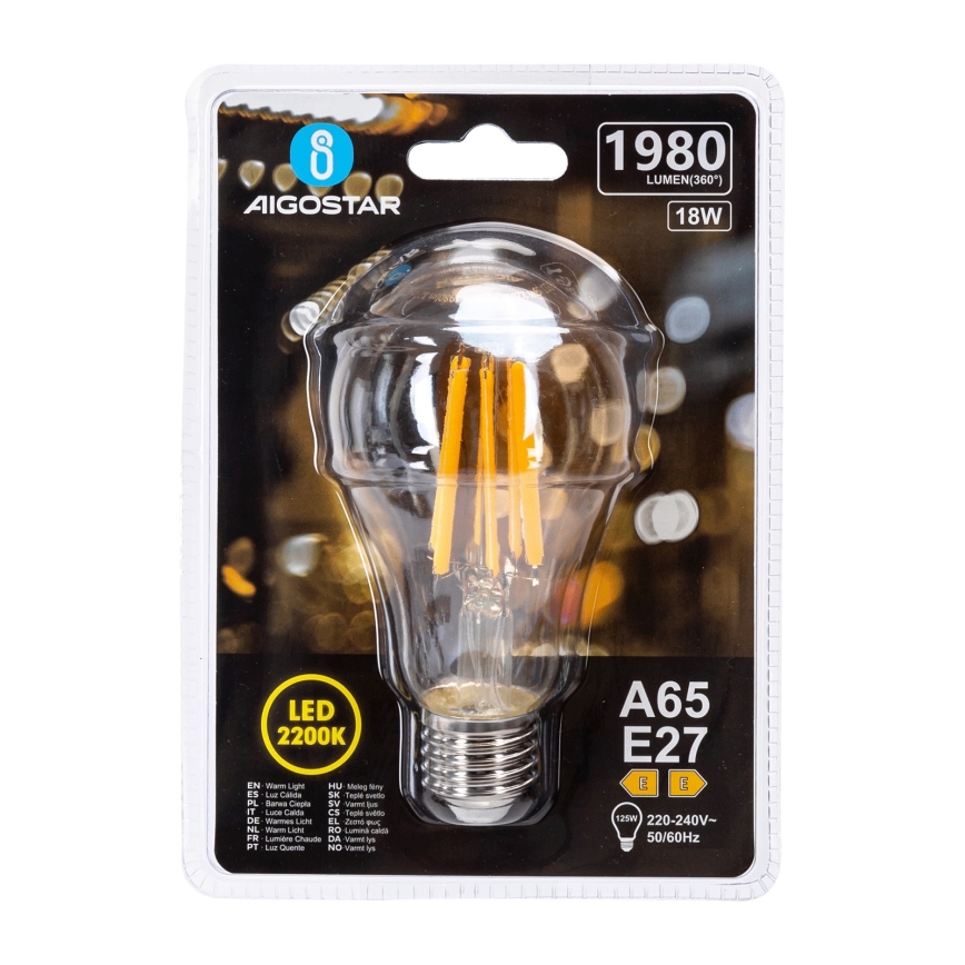 Żarówka LED VINTAGE A65 E27/18W/230V 2200K - Aigostar