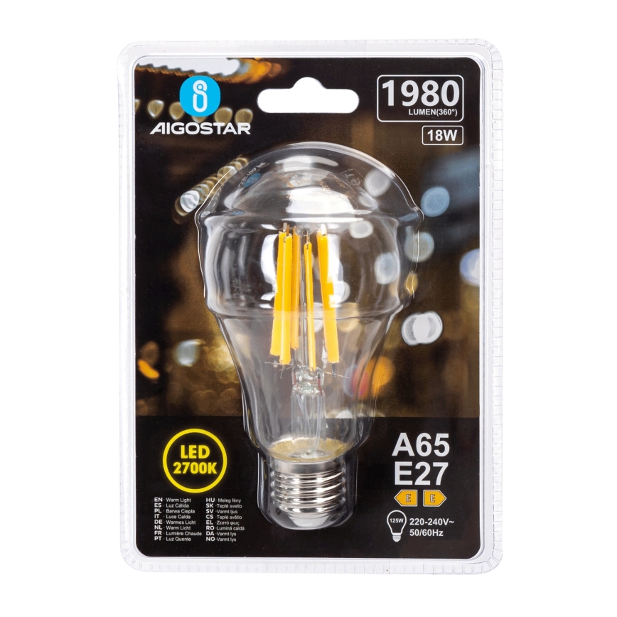 Żarówka LED VINTAGE A65 E27/18W/230V 2700K - Aigostar