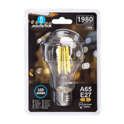 Żarówka LED VINTAGE A65 E27/18W/230V 6500K - Aigostar