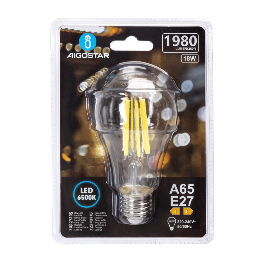 Żarówka LED VINTAGE A65 E27/18W/230V 6500K - Aigostar
