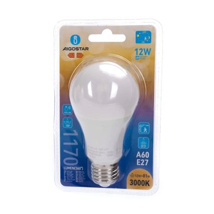 Żarówka LED z czujnikiem ruchu i zmierzchu A60 E27/12W/230V 3000K - Aigostar