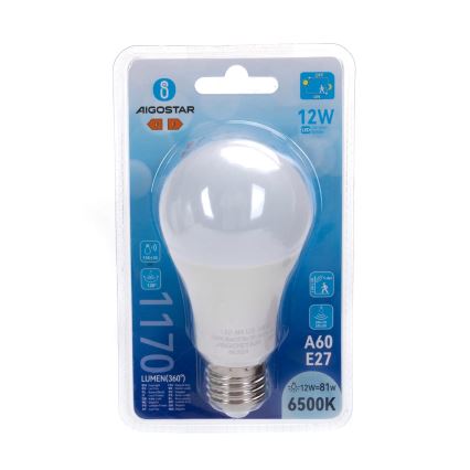 Žarówka LED z czujnikiem ruchu i zmierzchu A60 E27/12W/230V 6500K - Aigostar