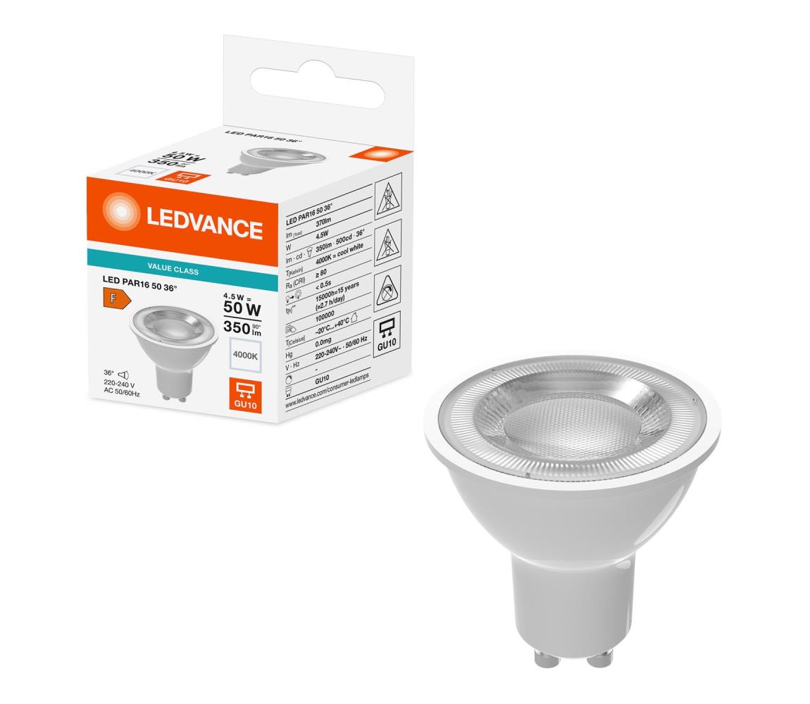Żarówka reflektorowa LED PAR16 GU10/4,5W/230V 4000K 36° - Ledvance