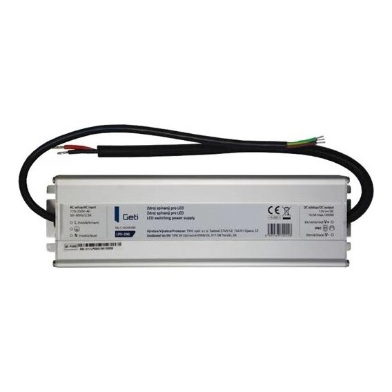 Zasilacz impulsowy do taśm LED 200W/12V IP67