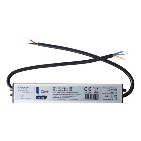 Zasilacz impulsowy do taśm LED 20W/12V IP67
