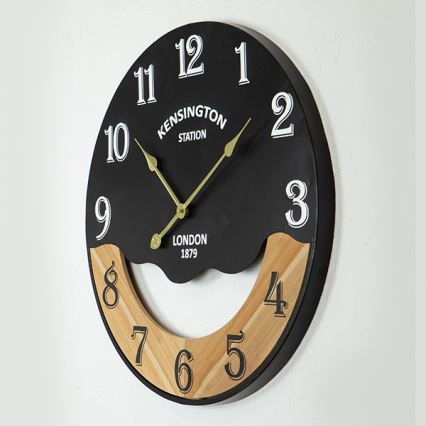Zegar ścienny 1xAA śr. 60 cm czarny/beżowy