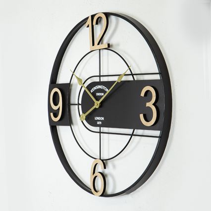 Zegar ścienny 1xAA śr. 60 cm czarny