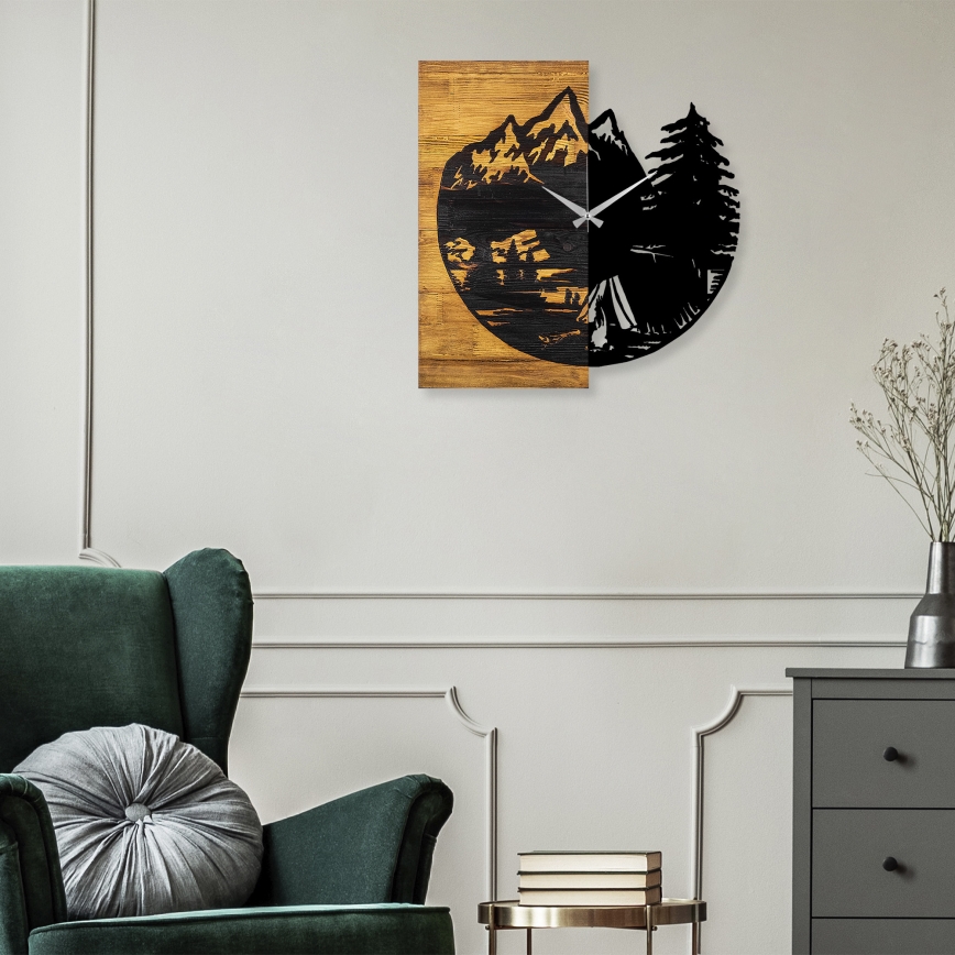 Zegar ścienny 56x58 cm 1xAA drewno/metal
