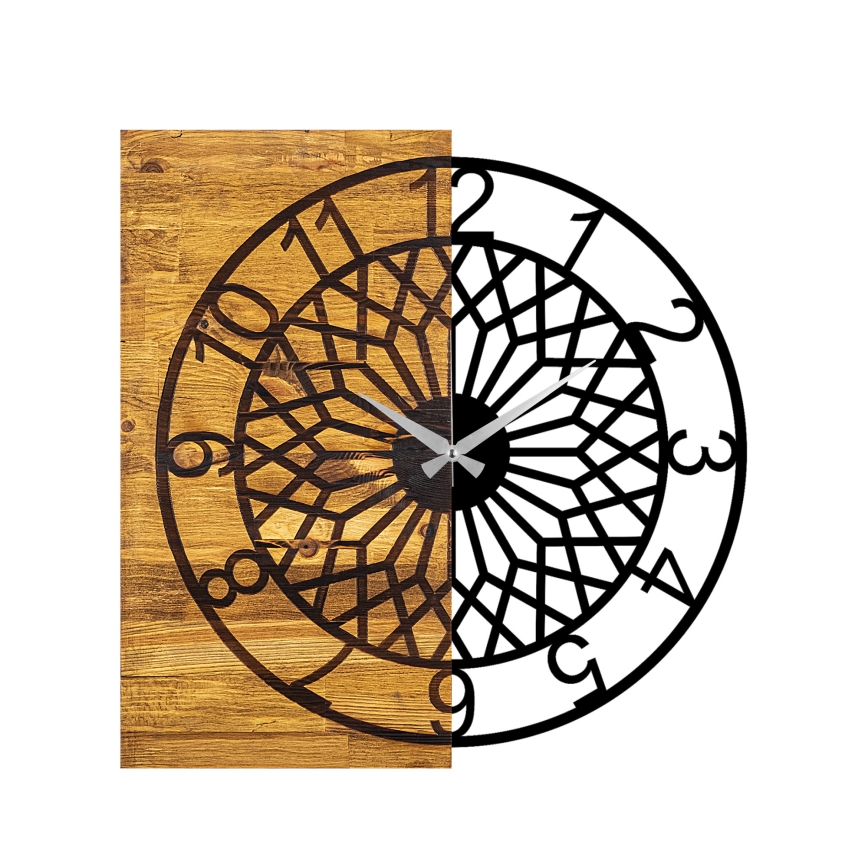 Zegar ścienny 57x58 cm 1xAA drewno/metal