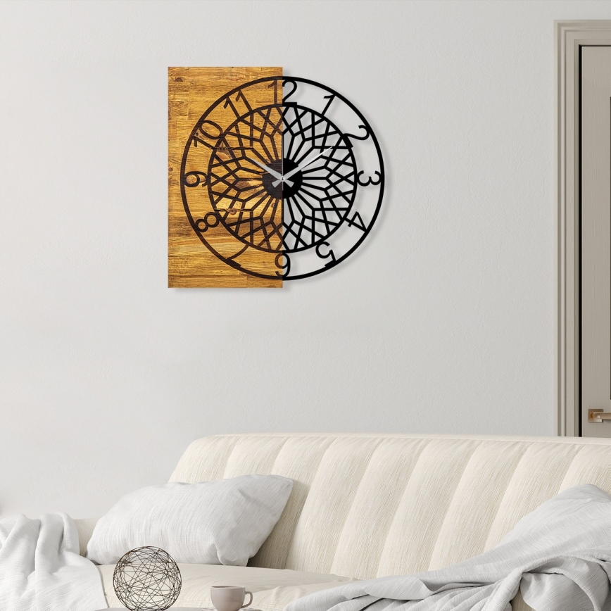 Zegar ścienny 57x58 cm 1xAA drewno/metal