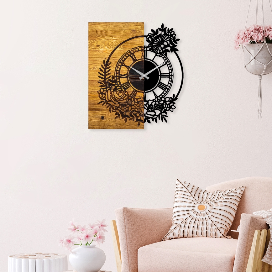 Zegar ścienny 58x51 cm 1xAA drewno/metal