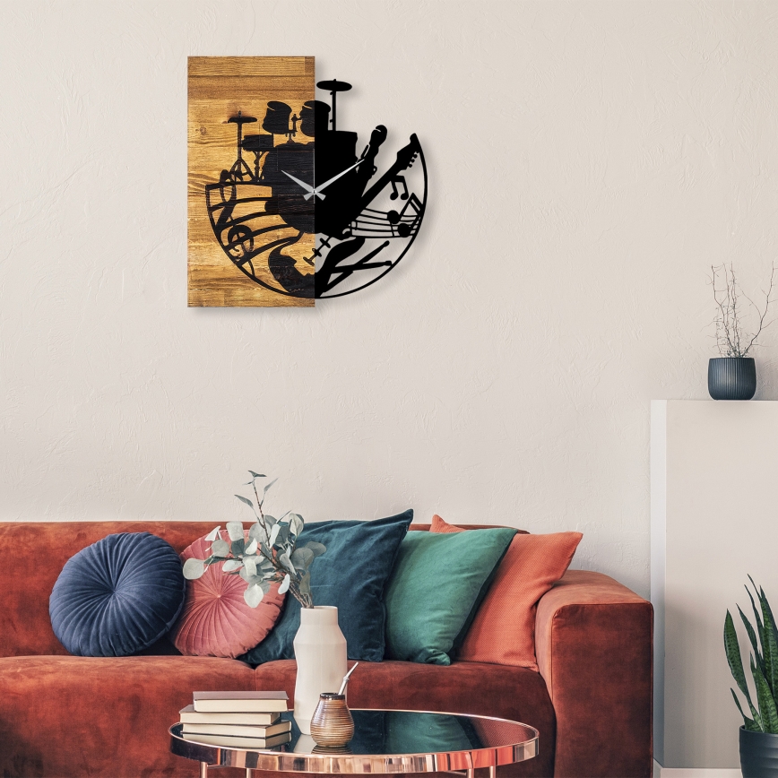 Zegar ścienny 60x58 cm 1xAA drewno/metal