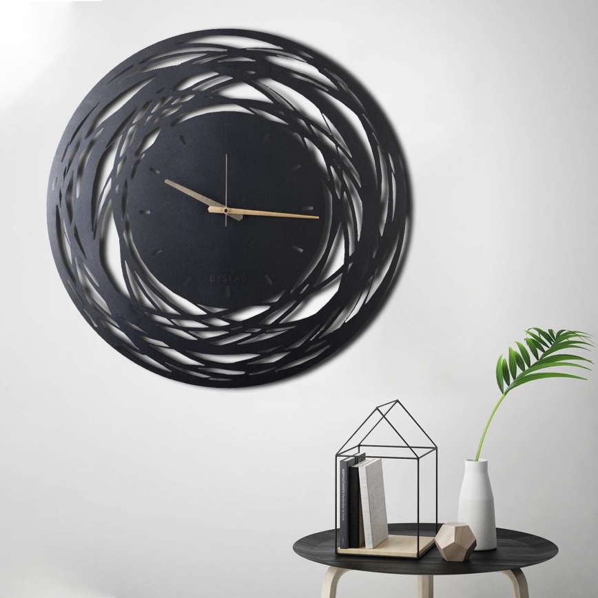 Zegar ścienny 70 cm 1xAA czarny/złoty