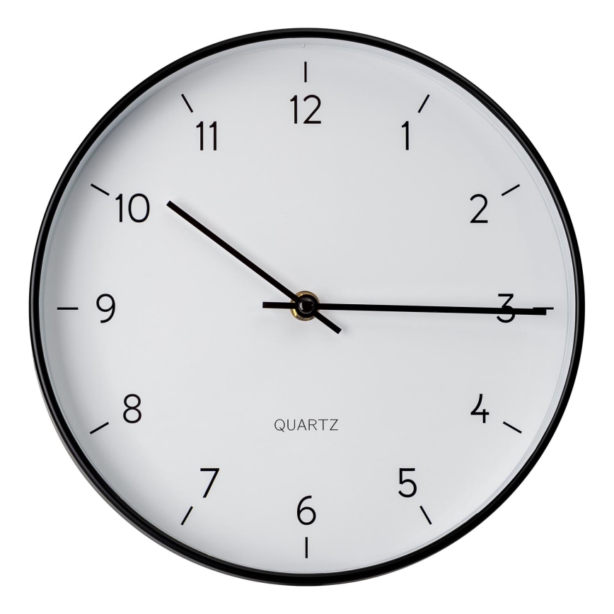 Zegar ścienny o średnicy 25 cm, zasilany 1xAA, czarno-biały
