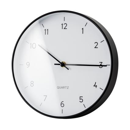 Zegar ścienny o średnicy 25 cm, zasilany 1xAA, czarno-biały