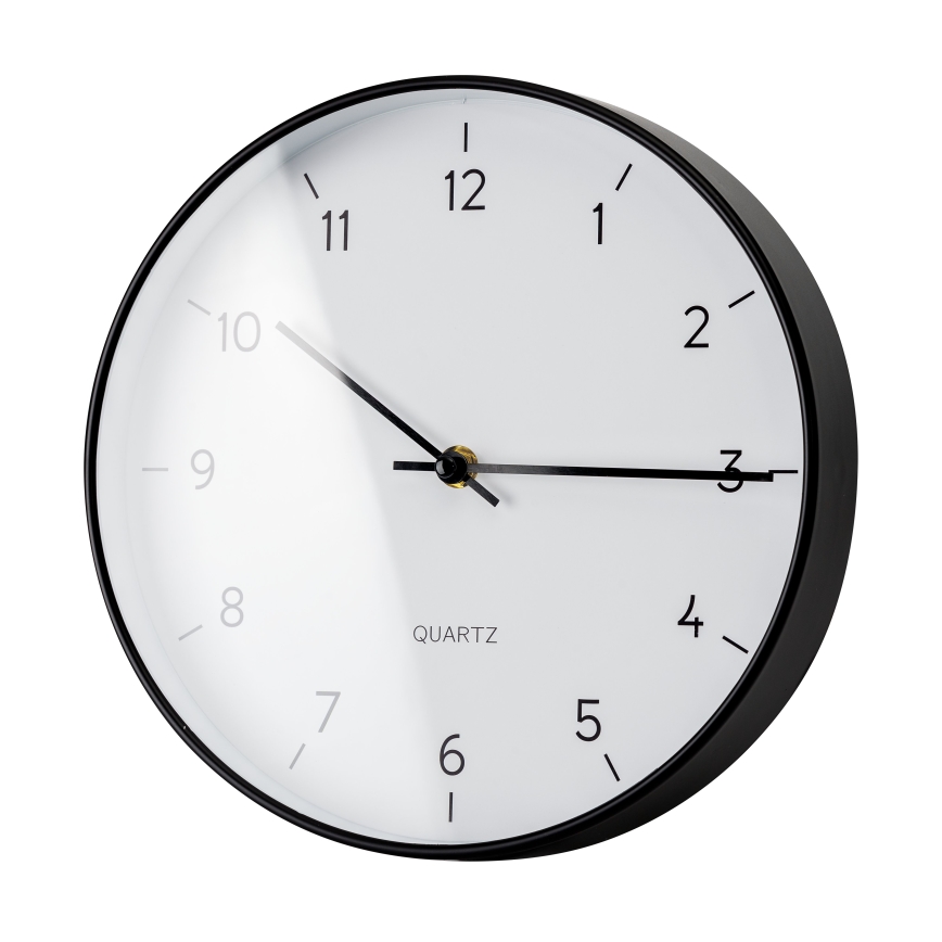 Zegar ścienny o średnicy 25 cm, zasilany 1xAA, czarno-biały