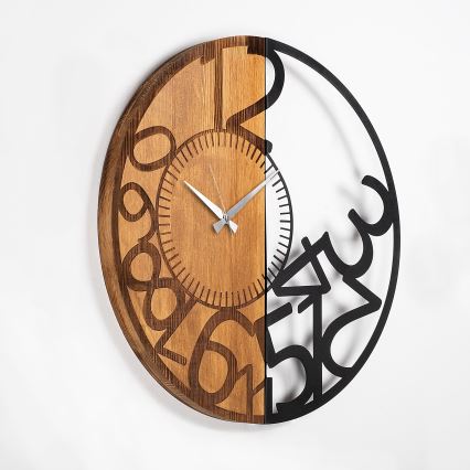 Zegar ścienny śr. 56 cm 1xAA drewno/metal