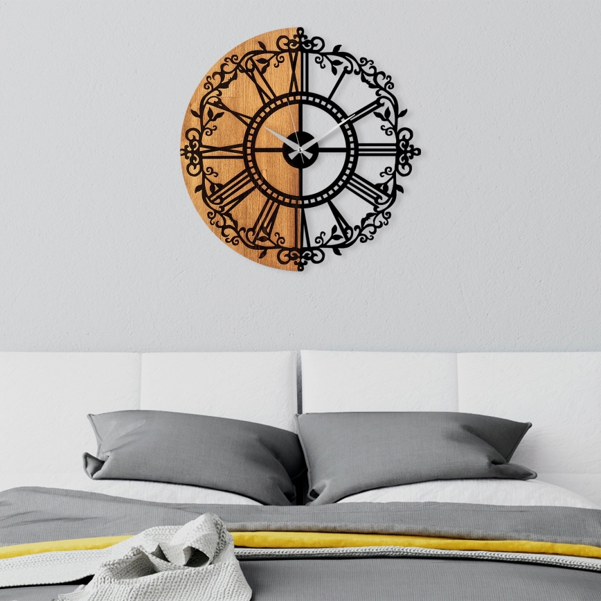 Zegar ścienny śr. 56 cm 1xAA drewno/metal