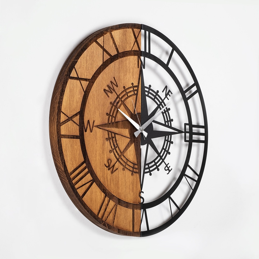 Zegar ścienny śr. 56 cm 1xAA drewno/metal
