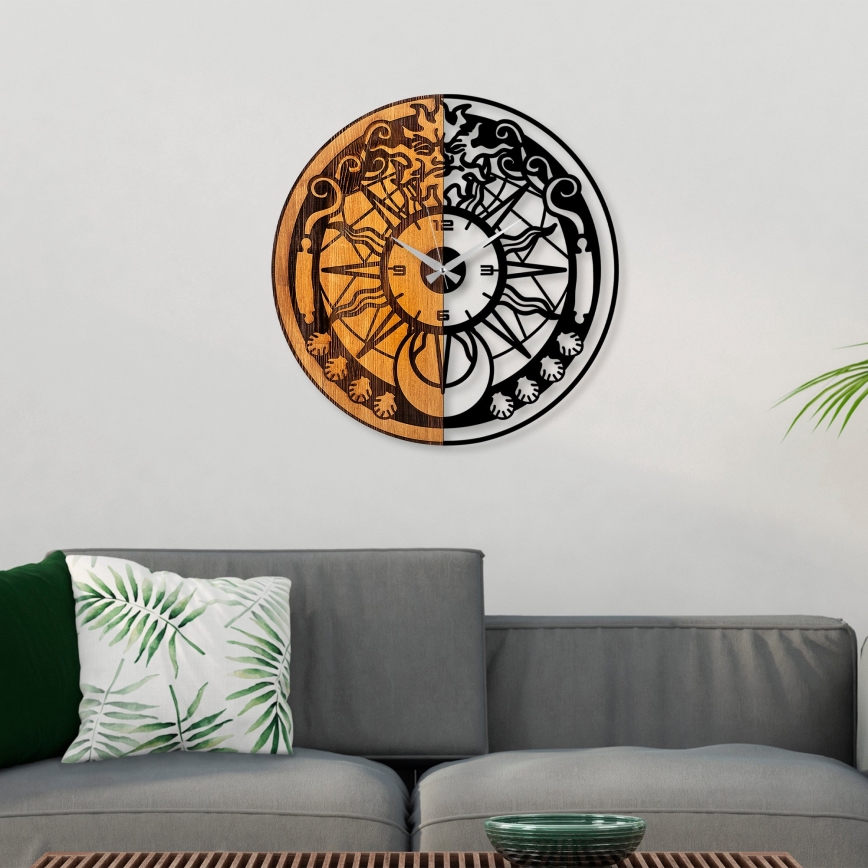 Zegar ścienny śr. 56 cm 1xAA drewno/metal