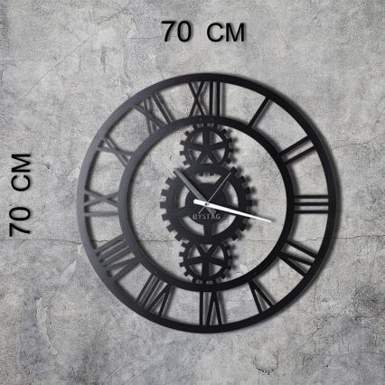Zegar ścienny śr. 70 cm 1xAA czarny