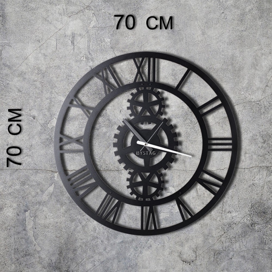 Zegar ścienny śr. 70 cm 1xAA czarny