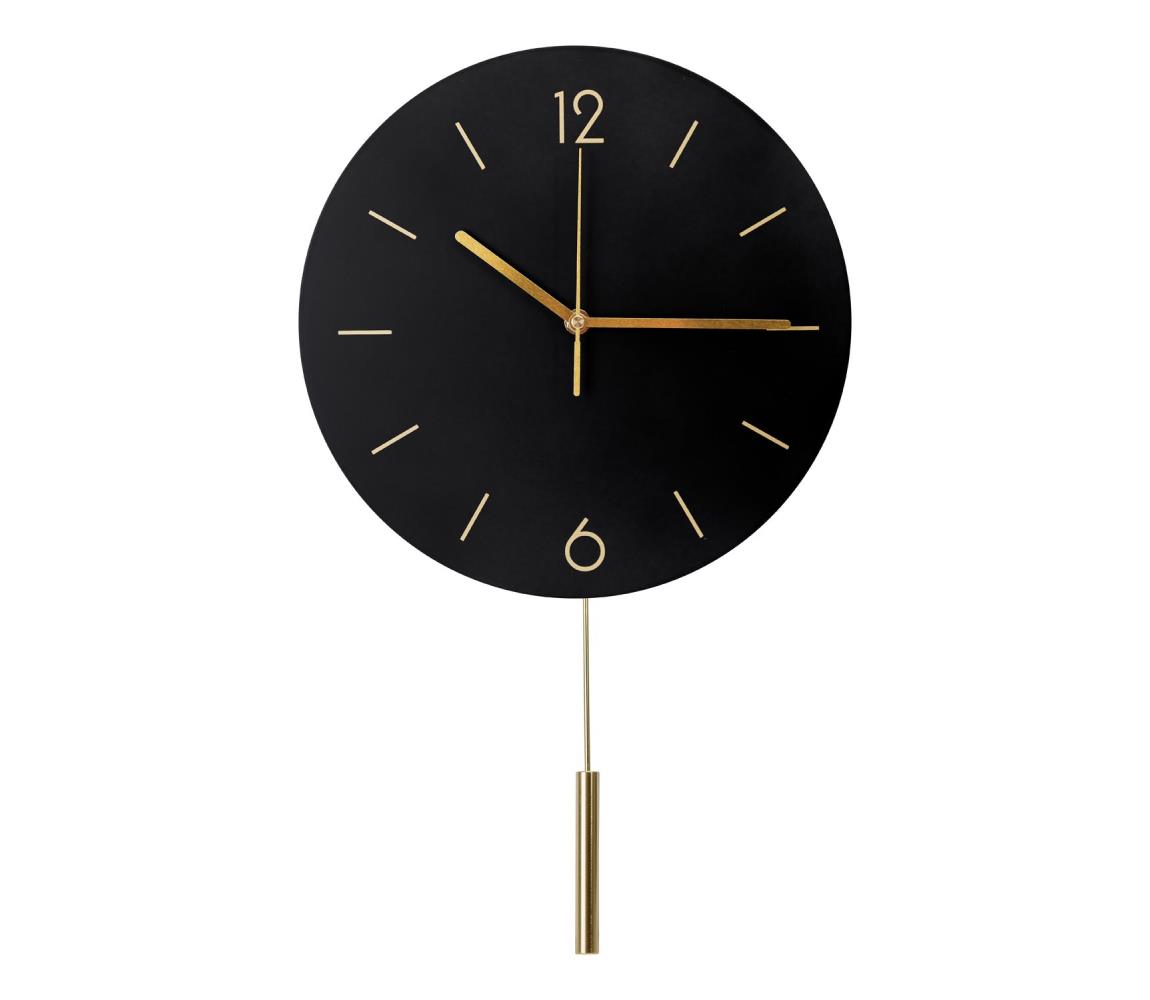 Zegar ścienny z wahadłem śr. 30 cm 1xAA czarny/złoty
