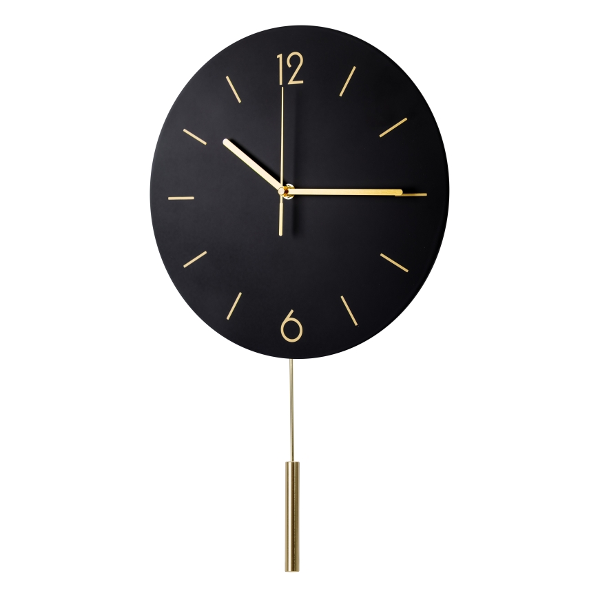Zegar ścienny z wahadłem śr. 30 cm 1xAA czarny/złoty