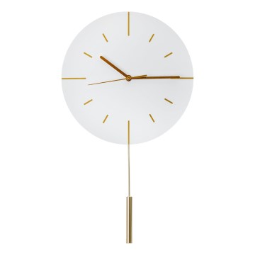 Zegar ścienny z wahadłem śr. 30 cm 1xAA biały/złoty