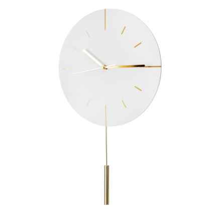 Zegar ścienny z wahadłem śr. 30 cm 1xAA biały/złoty