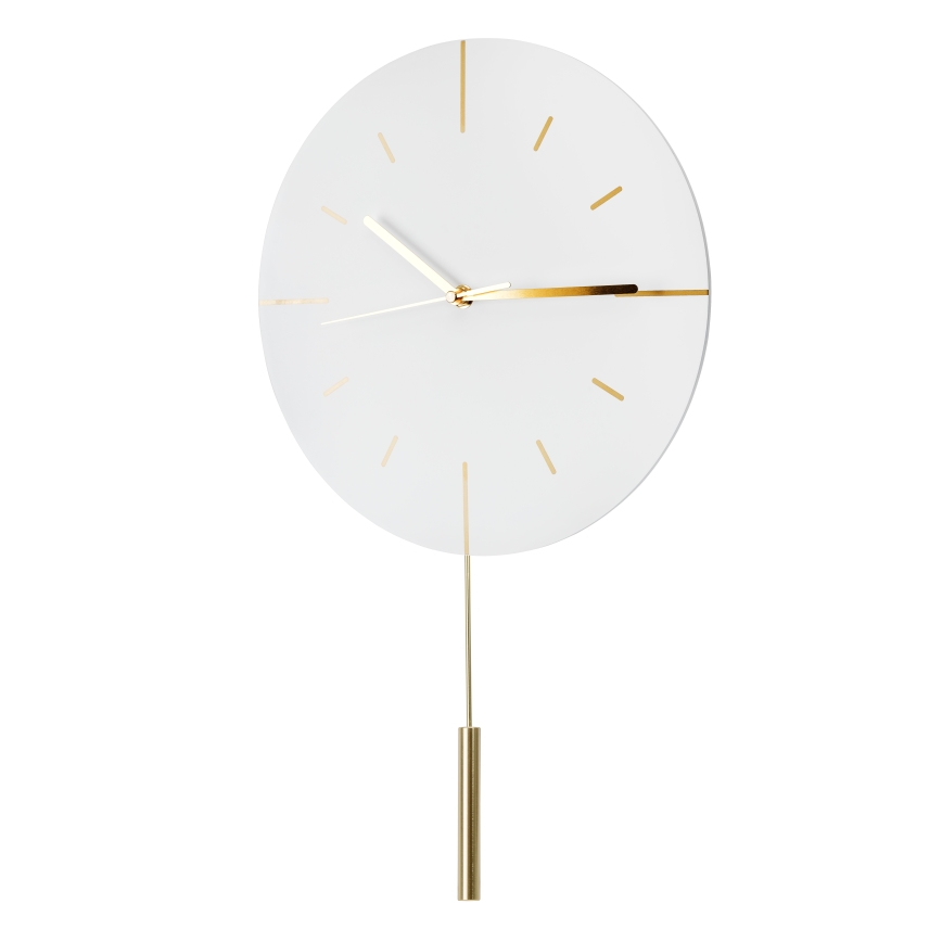 Zegar ścienny z wahadłem śr. 30 cm 1xAA biały/złoty