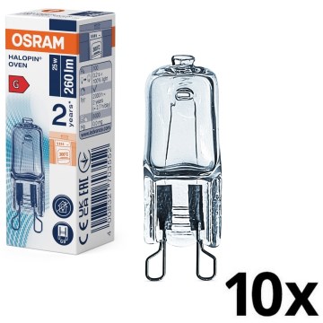 Zestaw 10 szt. żarówek do piekarnika HALOPIN G9/25W/230V 2700K - Osram