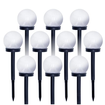 ZESTAW 10x LED Lampa solarna LED/0,12W/1,2V 6500K IP44 40 mAh czarny/biały