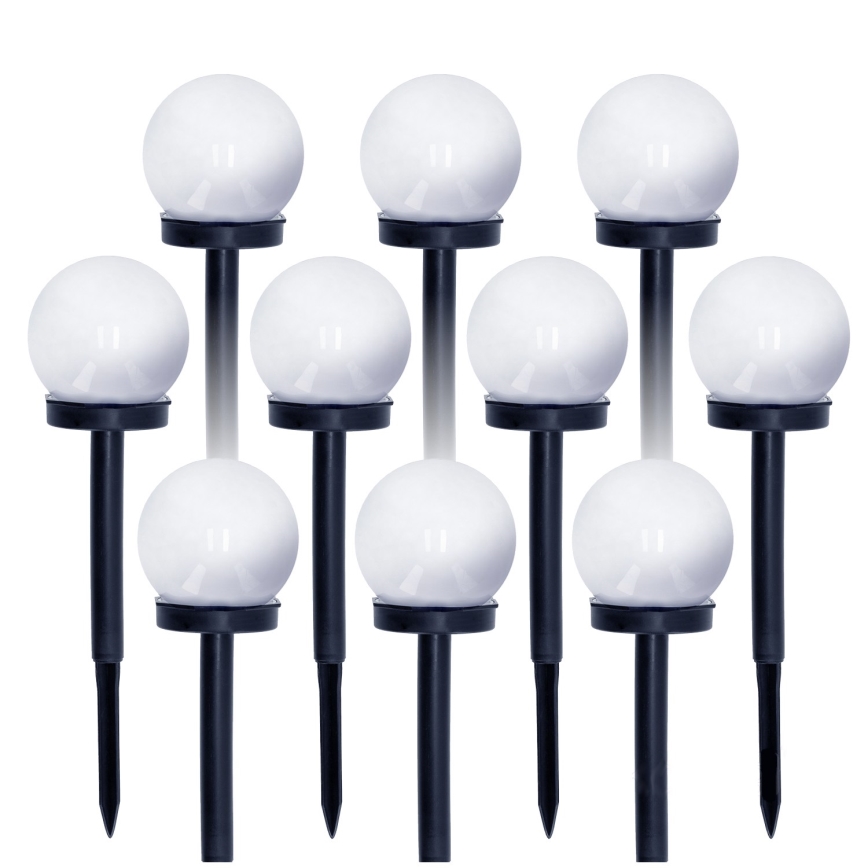 ZESTAW 10x LED Lampa solarna LED/0,12W/1,2V 6500K IP44 40 mAh czarny/biały
