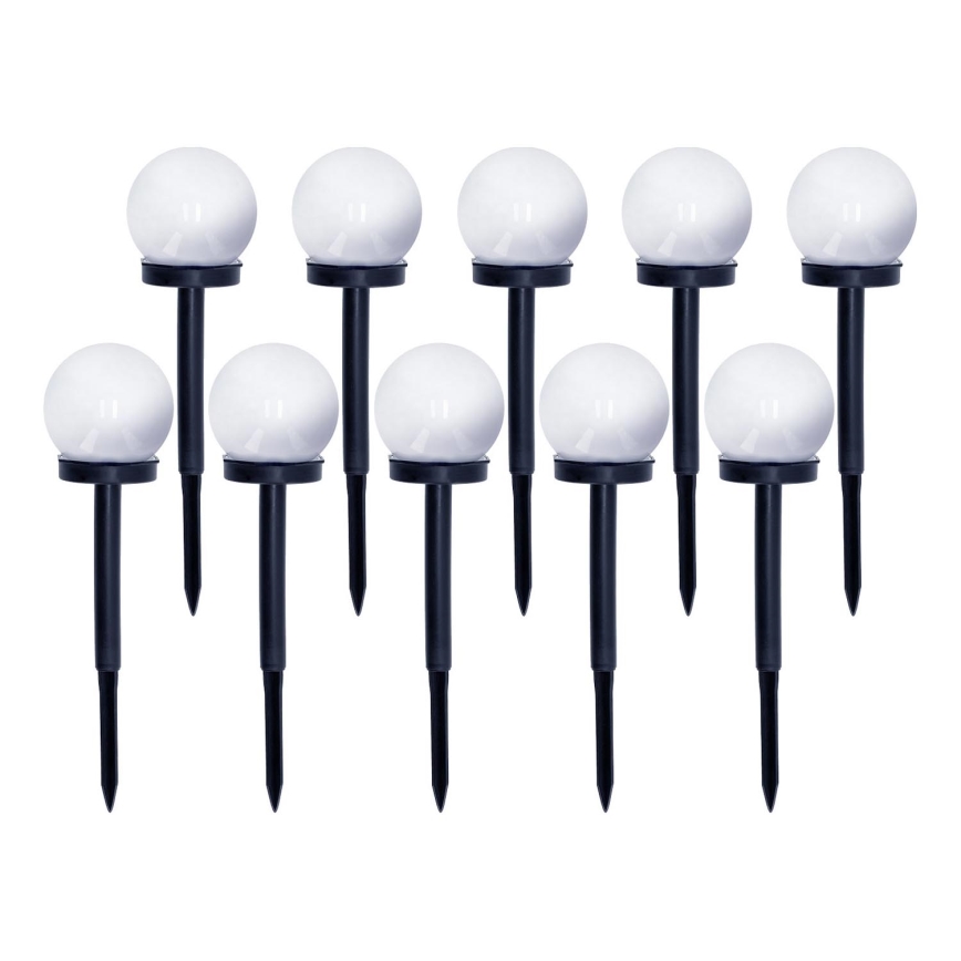ZESTAW 10x LED Lampa solarna LED/0,12W/1,2V 6500K IP44 czarne/białe