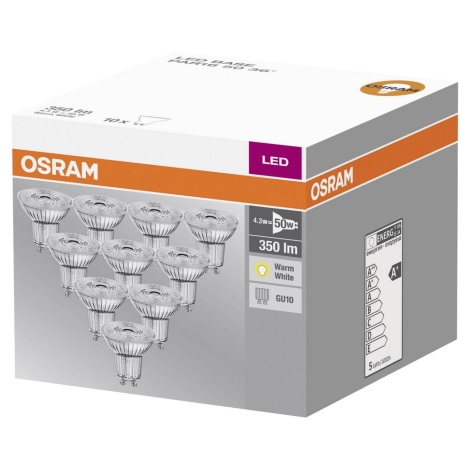 ZESTAW 10x LED Żarówka GU10/4,3W/230V 2700K - Osram