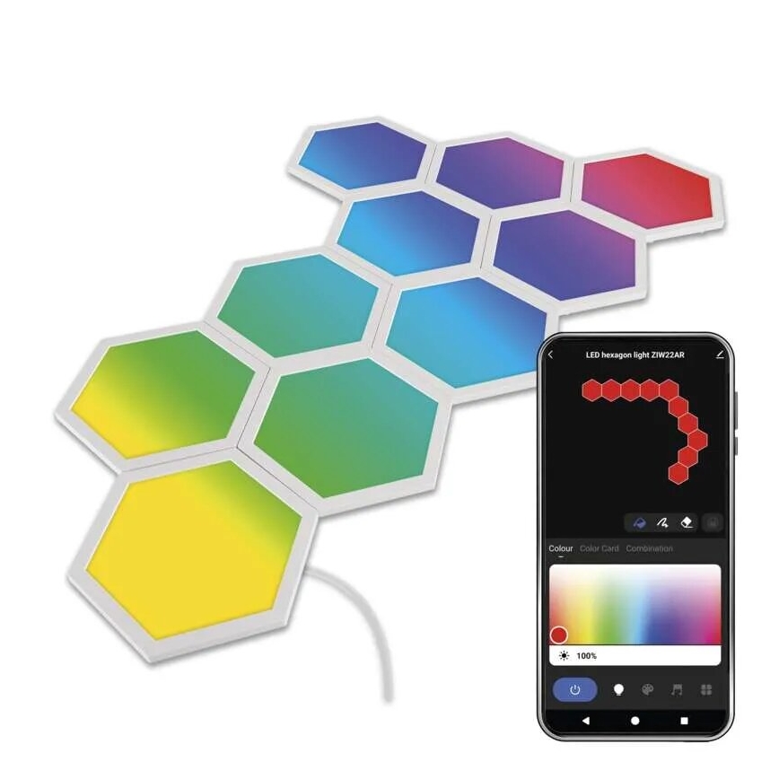ZESTAW 10x RGBIC Ściemnialny panel LED/1,9W/230V Wi-Fi Tuya