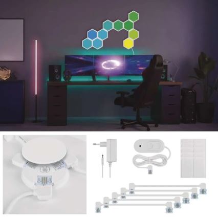 ZESTAW 10x RGBIC Ściemnialny panel LED/1,9W/230V Wi-Fi Tuya