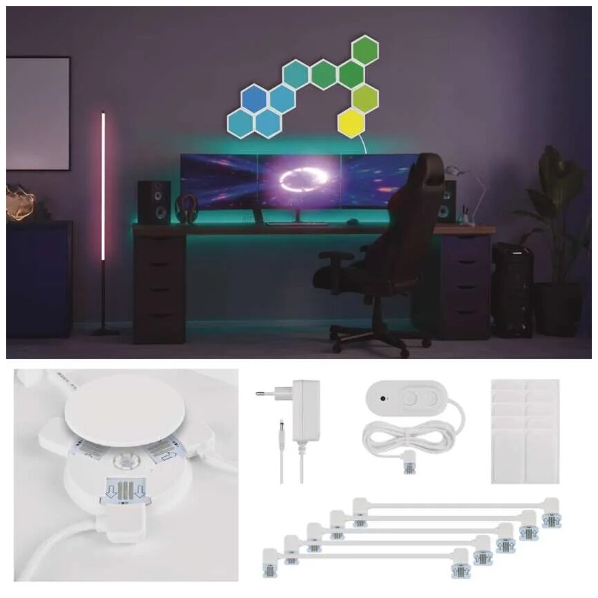 ZESTAW 10x RGBIC Ściemnialny panel LED/1,9W/230V Wi-Fi Tuya