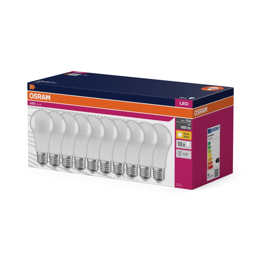 ZESTAW 10x żarówek LED CLASSIC A75 E27/10W/230V 2700K - Osram
