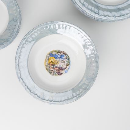 Zestaw 18x porcelanowy talerz marmur niebieski