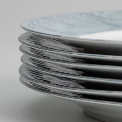 Zestaw 18x porcelanowy talerz marmur niebieski