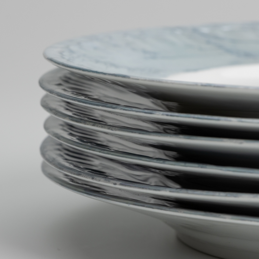 Zestaw 18x porcelanowy talerz marmur niebieski