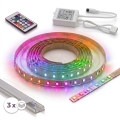 ZESTAW 1x ściemnialna taśma LED RGBW DIGITAL LED/9,6W/230V 3 m + 3x profil do zabudowy 1 m srebrny/biały + zdalne sterowanie