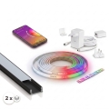 ZESTAW 1x ściemnialna taśma LED RGBW Philips Hue WHITE AND COLOR AMBIANCE LED/20W/230V 2 m + 2x profil wpuszczany 1 m czarny/biały