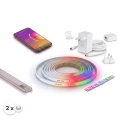 ZESTAW 1x ściemnialna taśma LED RGBW Philips Hue WHITE AND COLOR AMBIANCE LED/20W/230V 2 m + 2x profil wpuszczany 1 m srebrny/biały