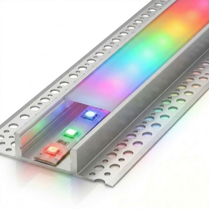 ZESTAW 1x taśma LED RGBW ściemnialna DIGITAL LED/16,5W/230V 5 m + 5x profil wpuszczany 1 m srebrny/biały + pilot zdalnego sterowania