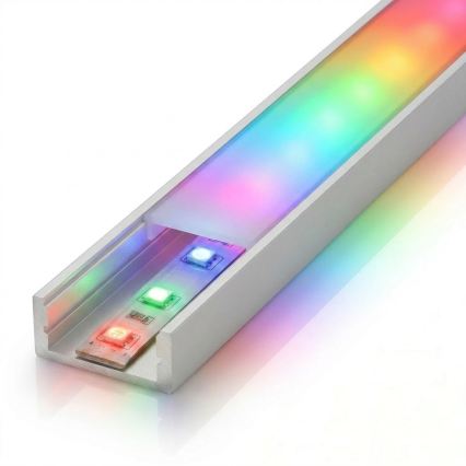 ZESTAW 1x ściemnialna taśma LED RGBW DIGITAL LED/9,6W/230V 3 m + 3x profil wpuszczany 1 m srebrny/biały + pilot zdalnego sterowania